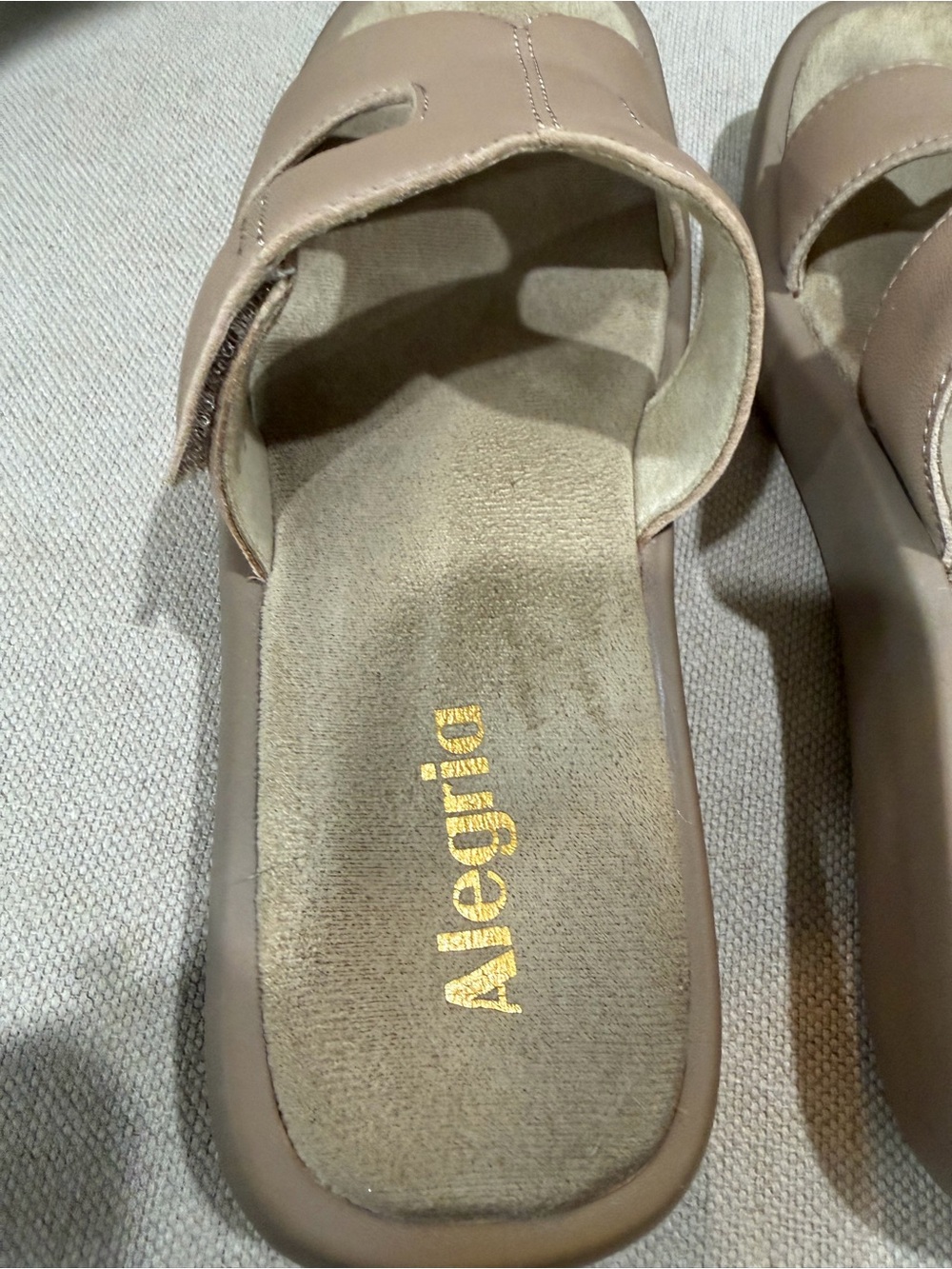 Alegria Women’s Beige Slide Sandals - Picture 2 of 7